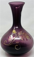 Fenton Purple HP Bulbous Vase 71/950 By T