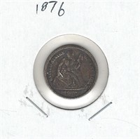 1876 U.S. Silver Seated Liberty Dime