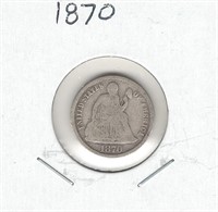 1870 U.S. Silver Seated Liberty Dime