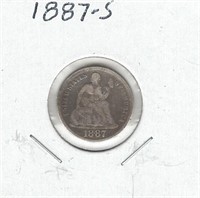 1887-S U.S. Silver Seated Liberty Dime