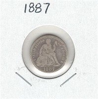 1887 U.S. Silver Seated Liberty Dime