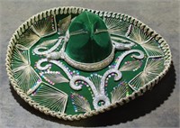 (LM) Salazar Mexican Sombrero. Green Velvet 22