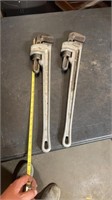 2 Aluminum pipe wrenches, 24 inches