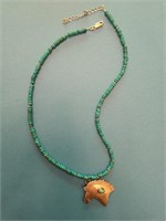 Turquoise & silver horse 18" necklace 16 g