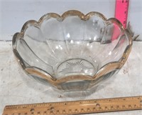 Serving Bowl with Gold looking Scalloped edges