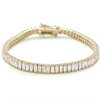 Gold-pl. Baguette Cut 8.00ct White Topaz Bracelet