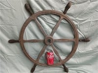 Bronze Ships Wheel 29"w wood handles,  vintage