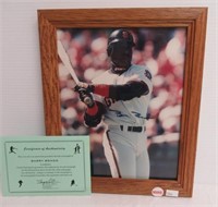 Framed 8 x 10 autographed Barry Bonds photo with