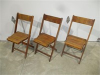 3 Wooden Fold Up Chairs
