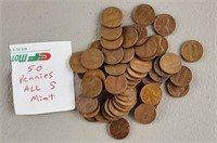 50ct Wheat Pennies All S Mint