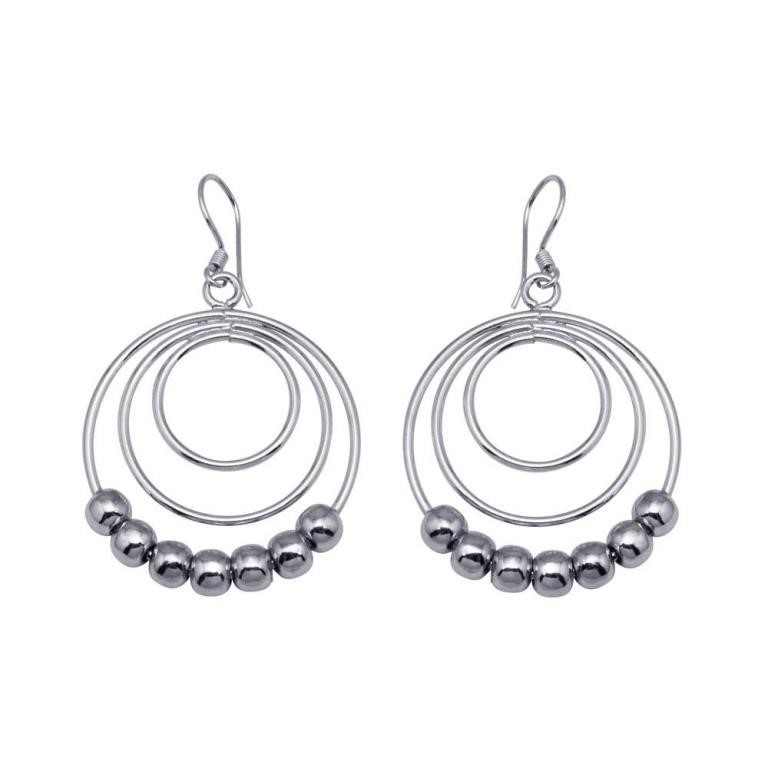 Sterling Silver Graduate Circle Dangling Earrings