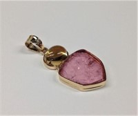 14k yellow gold Pink Tourmaline & Citrine Pendant