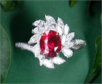 2.09ct Pigeon Blood Red Ruby Ring 18K Gold