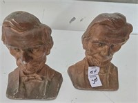 Set of Abraham Lincoln metal bookends. 6in.HX 4in