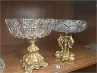 PAIR OF CUT GLASS BOWLS ON STANDS