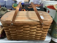 Vintage Wood Picnic Basket.