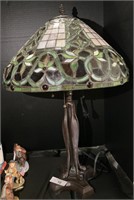Tiffany Style Stained Lead Glass Parlor Lamp.