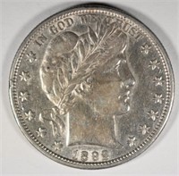 1892 BARBER HALF DOLLAR, AU/BU