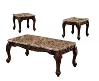 1 lot 3-Piece  Dark Oak and Ivory Rectangle Faux