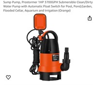 Sump Pump, Prostormer 1HP 3700GPH Submersible