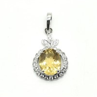 Silver Citrine Cz(5.5ct) Pendant