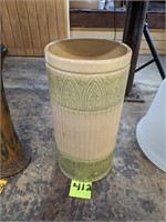 Green and Cream Pottery Umbrella Stand - 18.5"