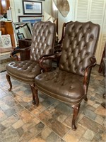 PAIR OF QUEEN ANN LEATHER CHAIRS