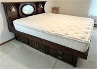 King Size Vintage Platform Bed w/ Storage