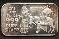 1 Troy Oz .999 Silver Bar - Nevada Prospector