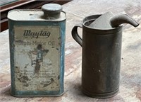 Antique Maytag multiple motor oil/fuel can