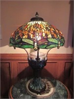 "Tiffany Style" Dragon Fly Stain Glass Lamp