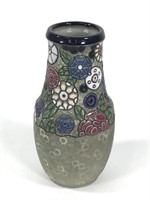 Czech Amphora Vase w/ Cobalt Rim