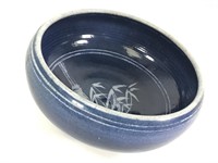 Vtg Blue Glazed Dennis Kirchmann Stoneware Bowl