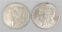 2 1891 90% Silver Morgan Dollars.