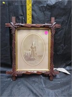 Antique Black & White Picture with Ornate Frame