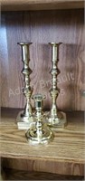 3 brass candelabras