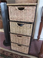 4 Drawer Rattan & Wire Storage Unit