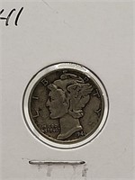 90% Silver 1941 Mercury Head Silver Dime