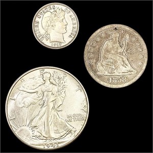 [3] Varied US Coinage [1858, 1913, 1941-S]