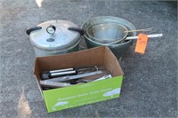 Misc Cooking Items; pressure cooker, utensils,