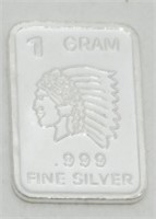 1 gram Silver Ingot - Native American Chief, .999