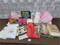 Table clothes, books, patch work kits, etc