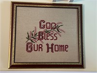 God bless our home vintage needlepoint