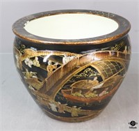Glazed Ceramic Fish Bowl Planter