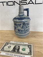 Early 1900’s White Rose Rye Whiskey Pottery jug