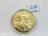 2000 Silver Eagle 1 oz Pure Silver Gold Plated