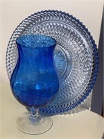 Cobalt Platter & Vase