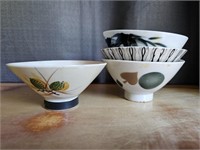 Vintage japanese porcelain rice bowls 4pc