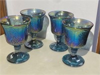 4 Carnival Glass Goblets