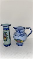 Hand painted vestal and pitcher from Portugal